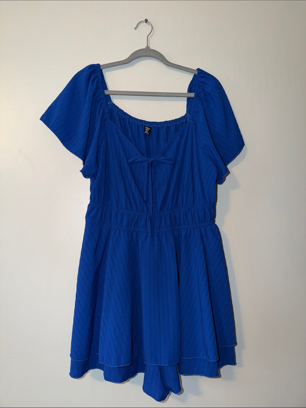 Cobalt Blue Short Sleeve Tie-Front Romper
